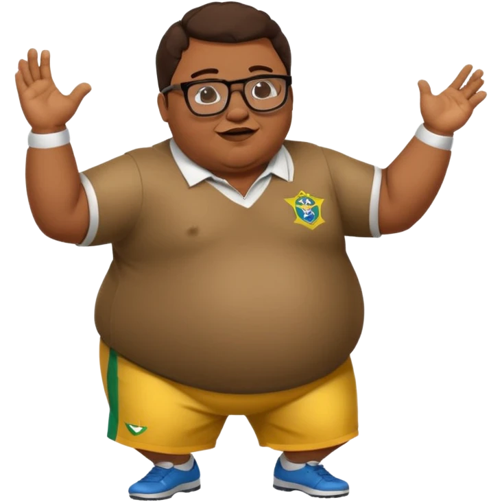 make an guy called pedro who is dancing with a football and playing brazzilian phonk and hee has glasses and is obese emoji