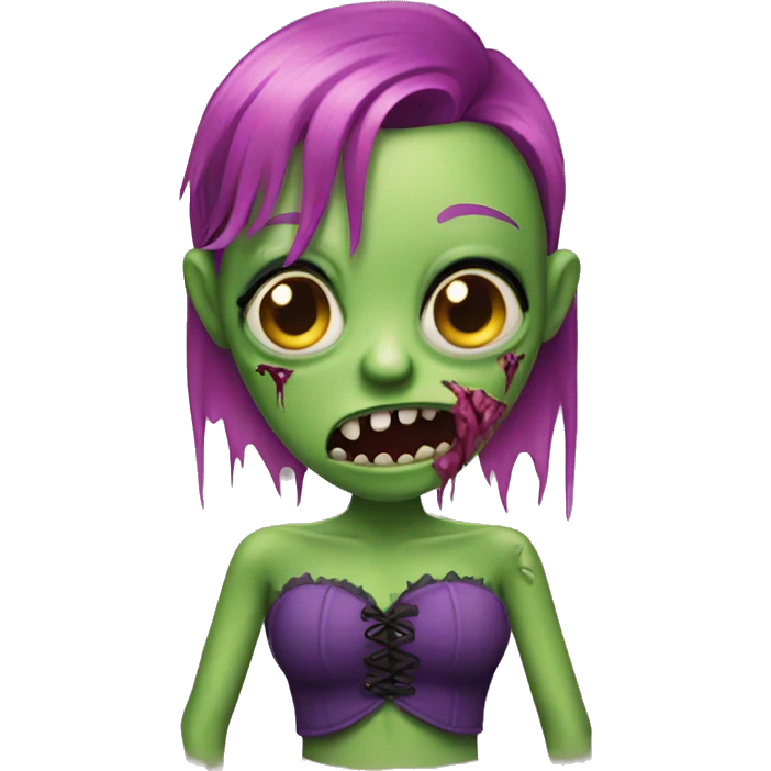Green zombie with purple hair and pink corset emoji