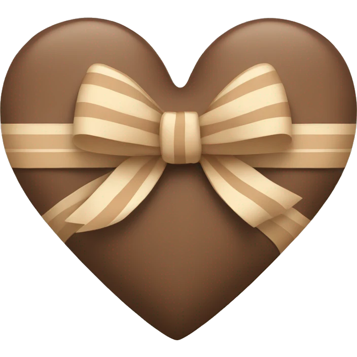 brown pastel heart with a beige striped bow emoji