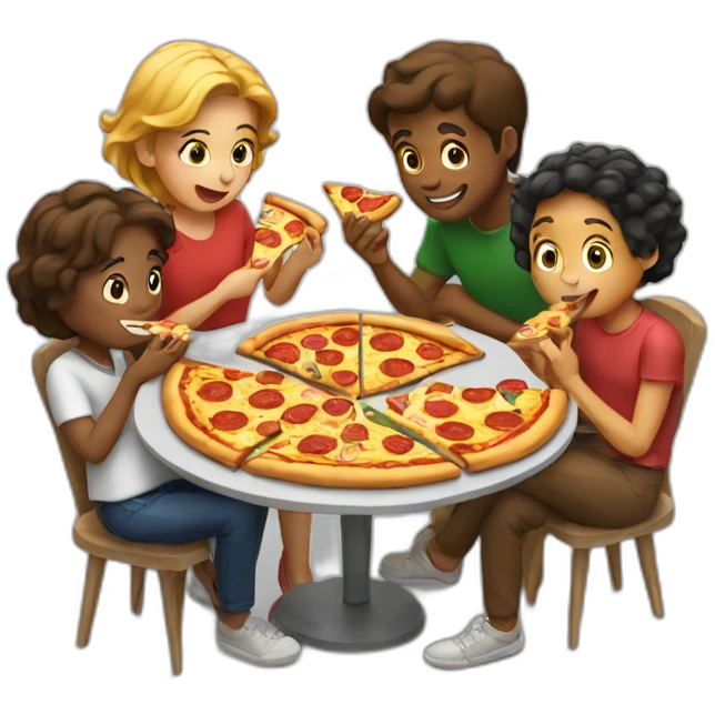 Friends eating pizza together emoji