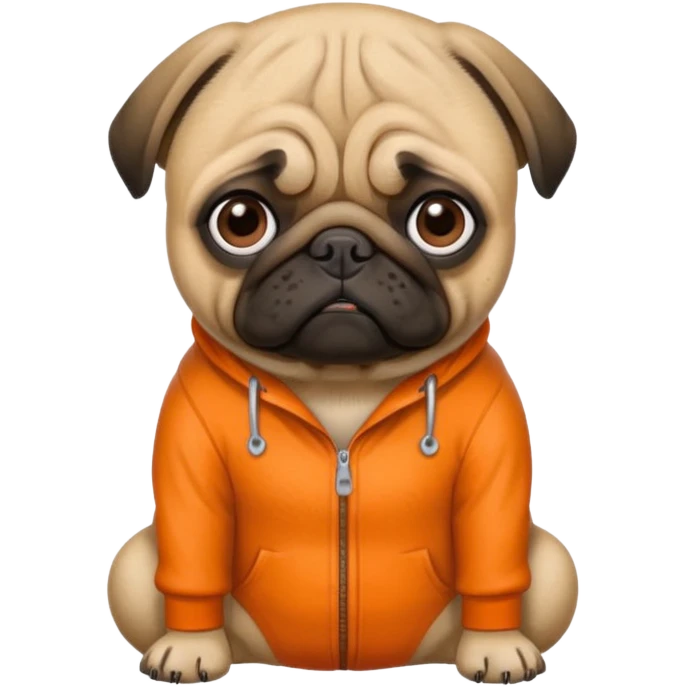 Pug in prison with orange jumpsuit emoji