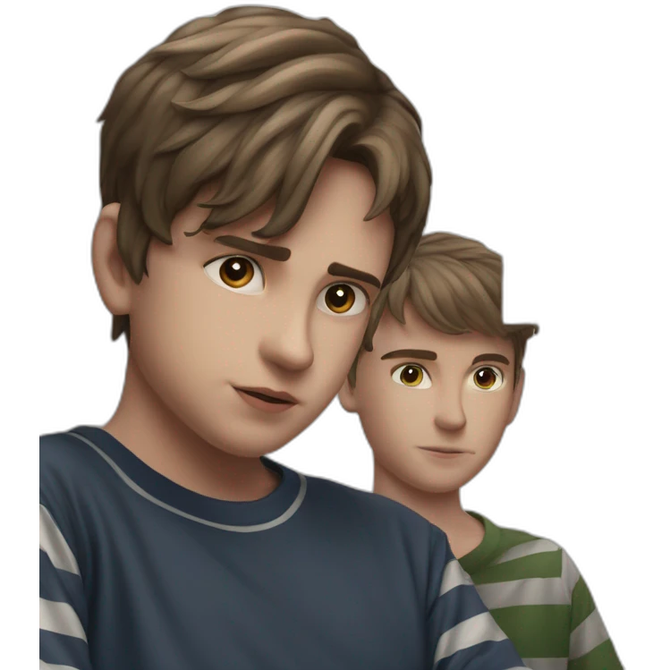 striped shirt boys staring viewer emoji