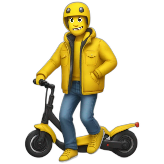trottinette homme chauve gilet jaune emoji