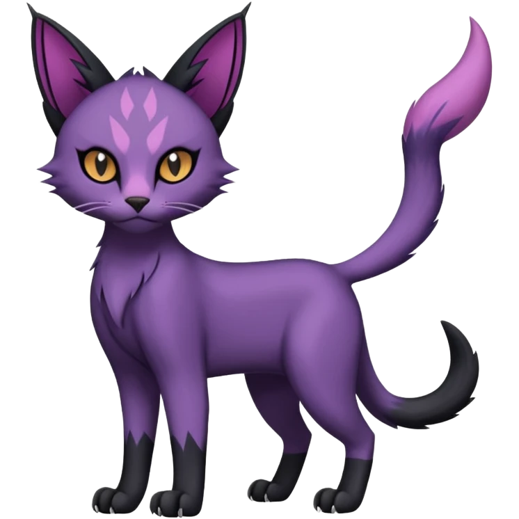 Black edgy Noibat-Purloin-Torracat-Caracal-cat-Fakemon full-body emoji