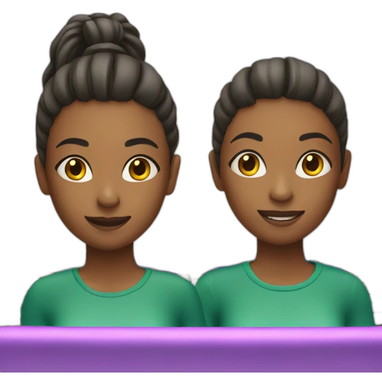two girls with a trampoline emoji