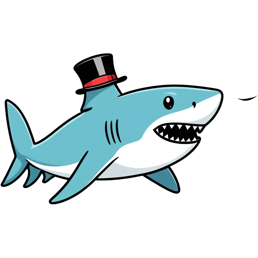 Shark with a top hat emoji