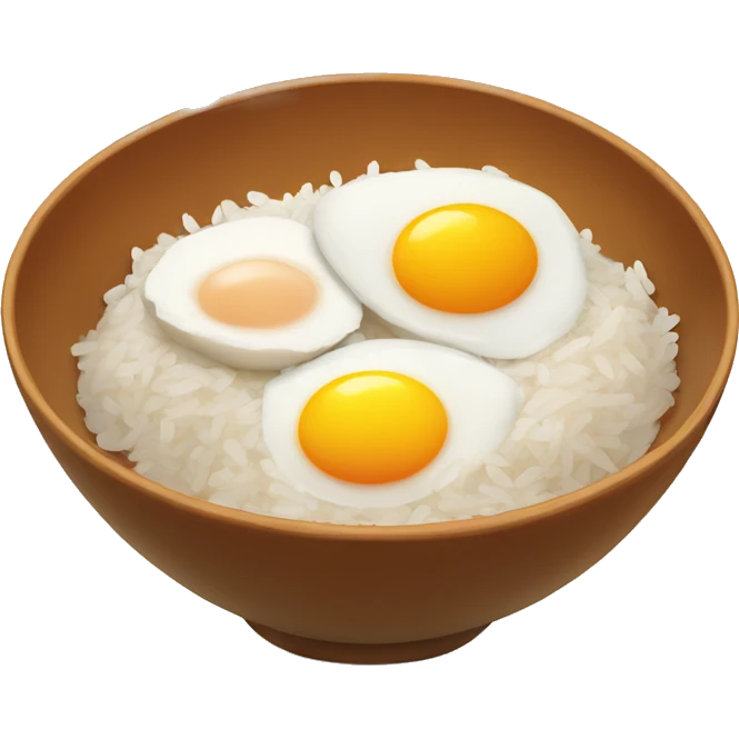 a bowl of rice with two eggs and two chicken drumstick on top emoji