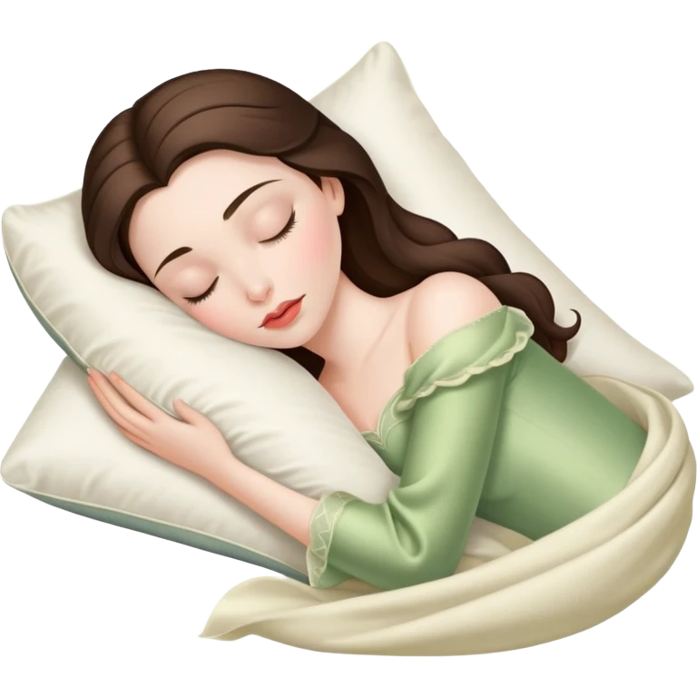 sleeping beauty brunette white girl with a silk pillow emoji