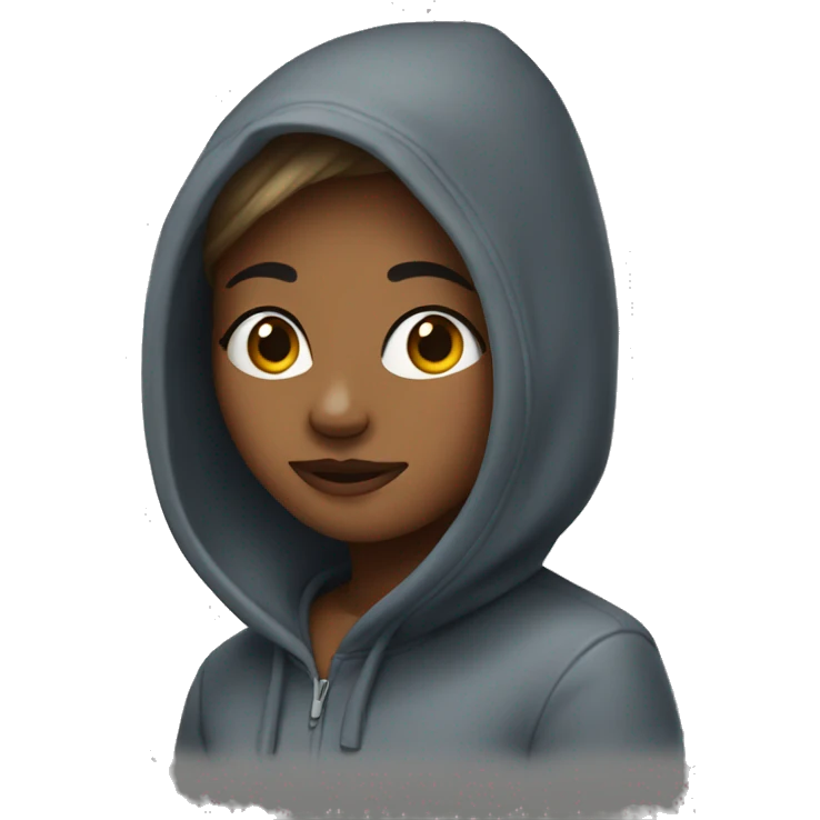 Nicole wearing a hoodie emoji