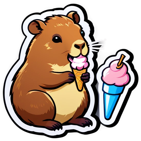 Capybara eating ice cream  emoji