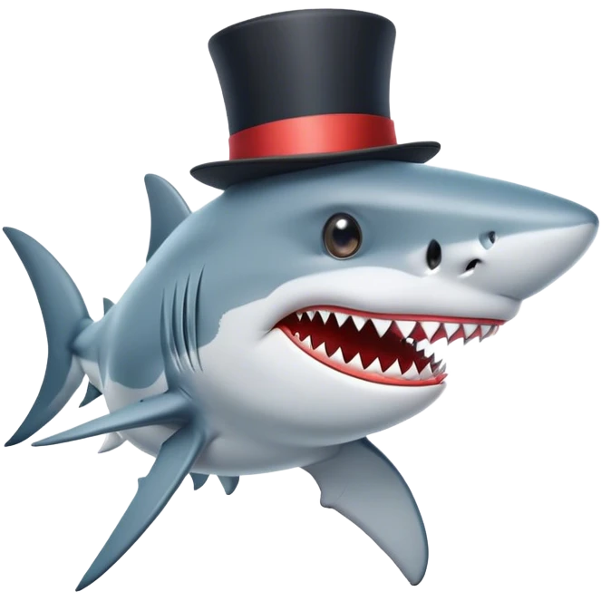 Shark with a top hat emoji
