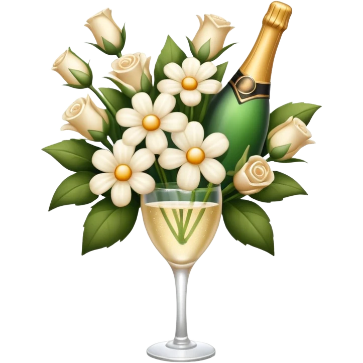 arranjos de flores num buque cor champagne e branco   emoji