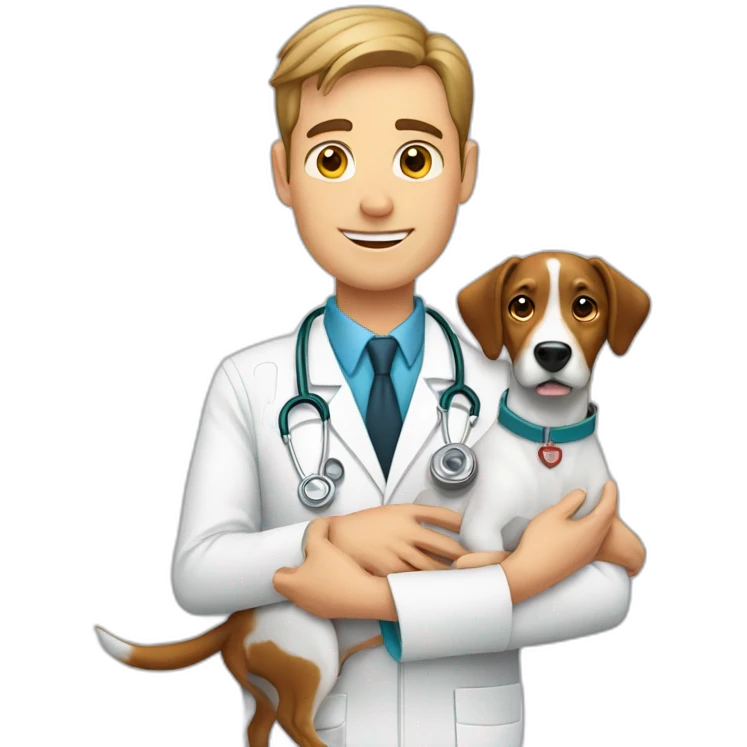 male veterinarian with dog emoji