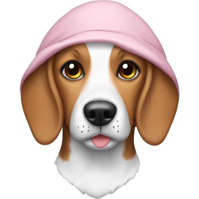 a beagle wearing a bonnet emoji