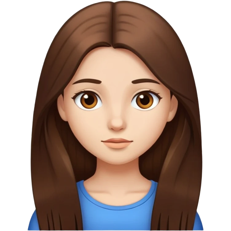 Girl with long and straight brown hair emoji