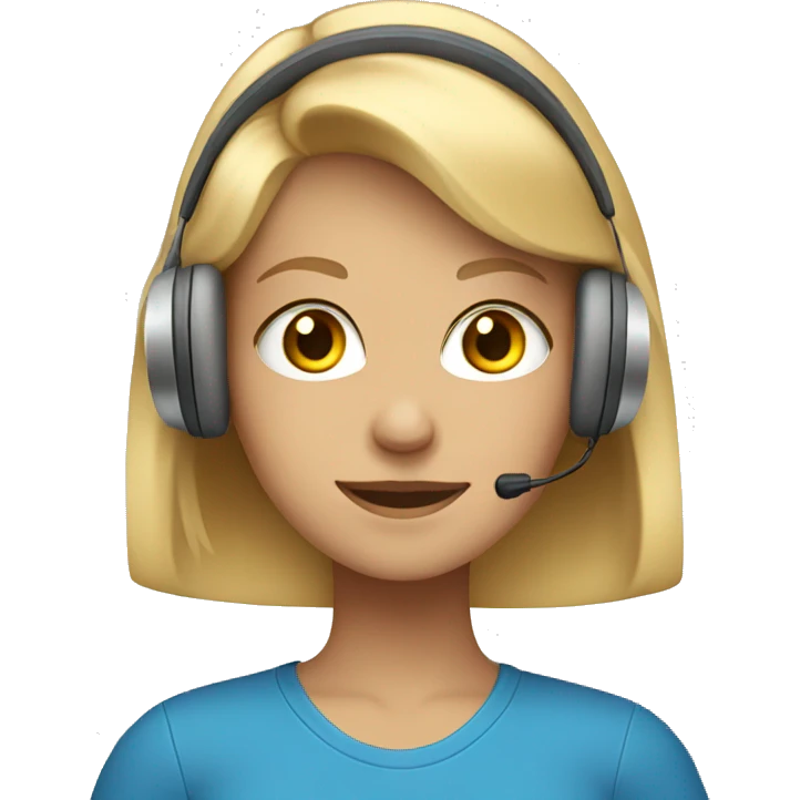 A blonde girl in a blue shirt and headphones emoji