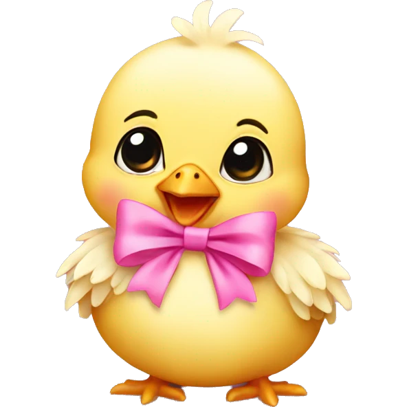 Baby chicken with pink bow emoji