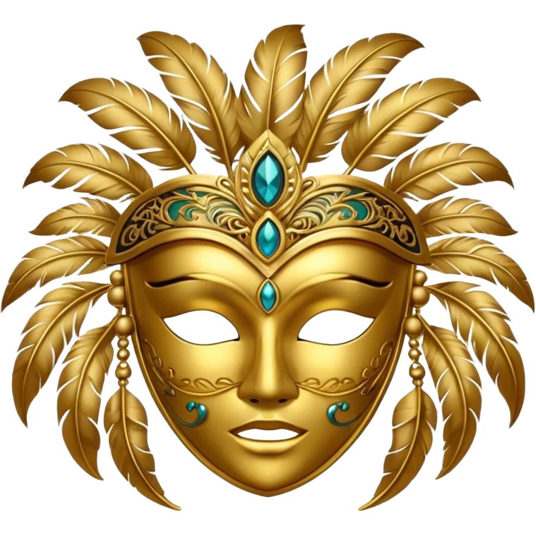 golden mask with feather emoji