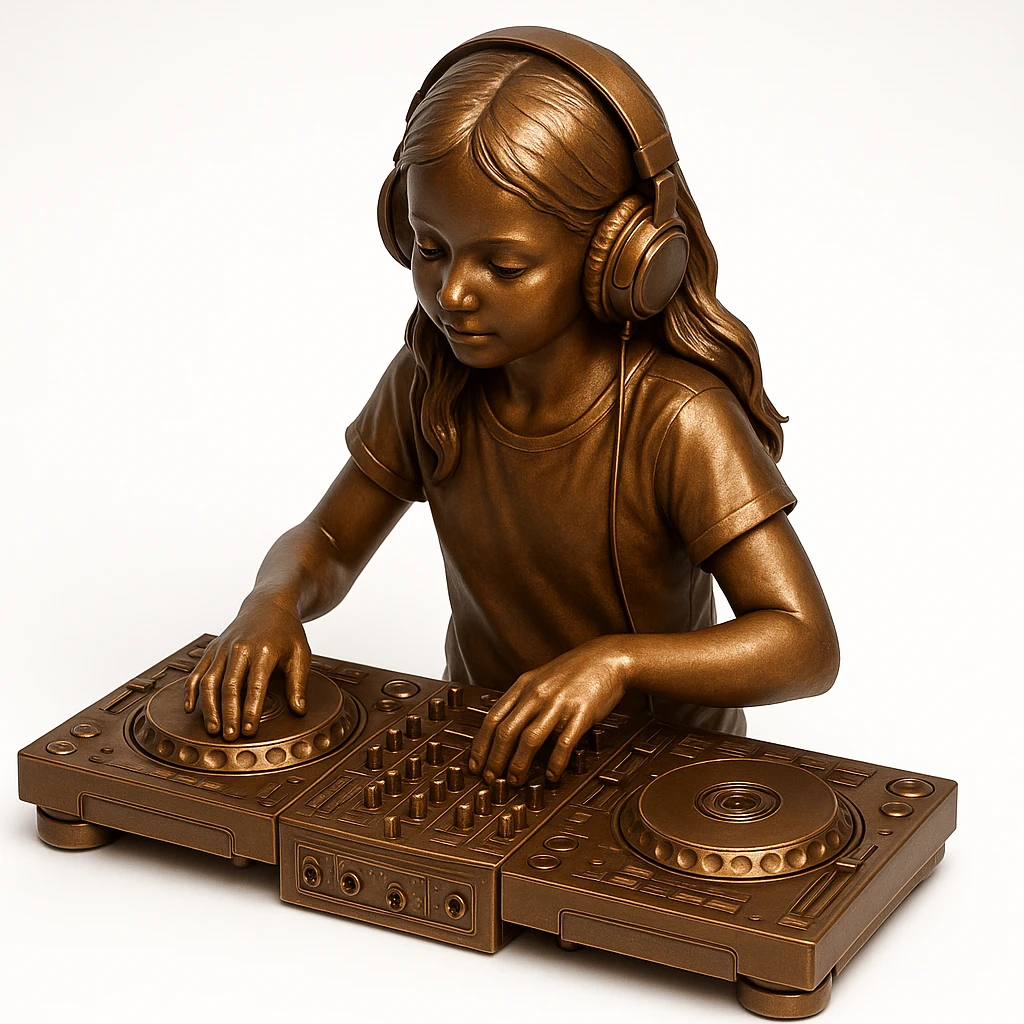 girl playing DJ set emoji