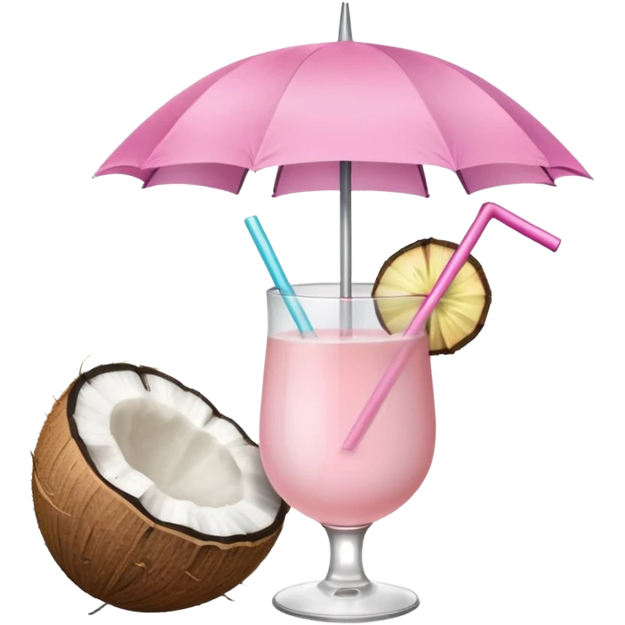 coconut drink with light pink umbrella emoji