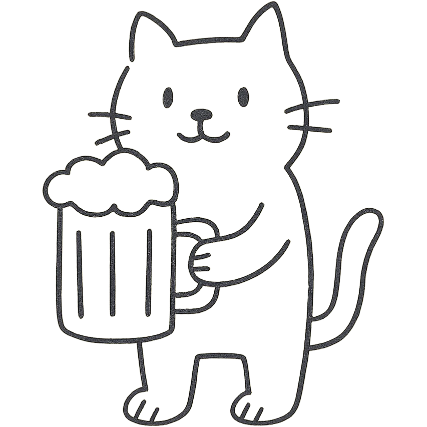 cat holding a beer emoji