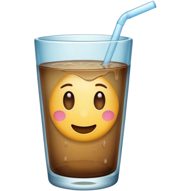 a glass with dirty water, shiny appearance, emoji style, soft colors emoji