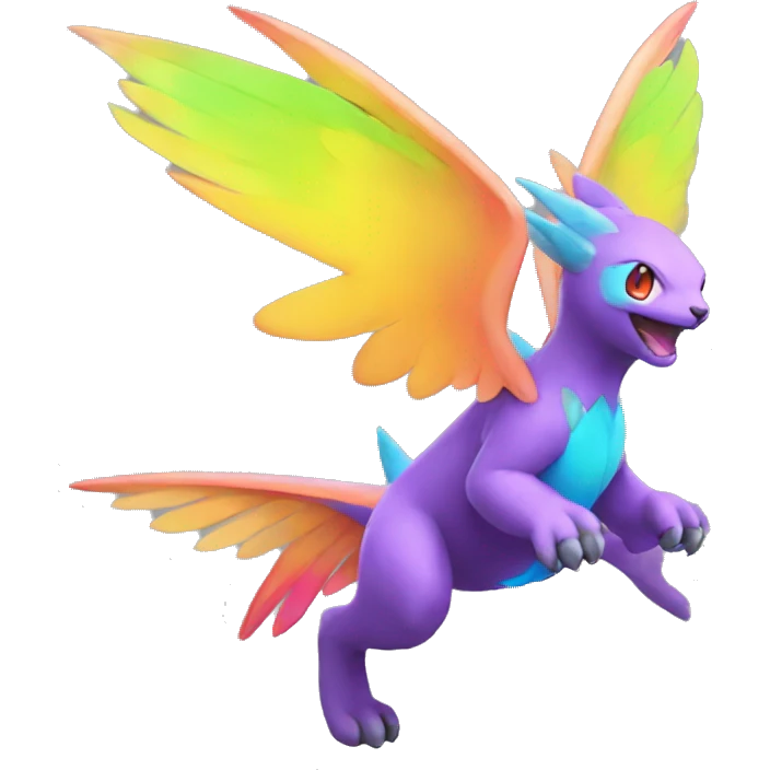 Colorful Neon Colors Vibrant Colors Flying Fakémon-Pokémon-Creature Full Body emoji