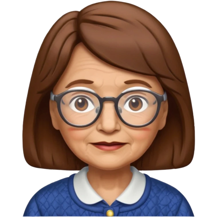 grandma, brown hair,glasses emoji