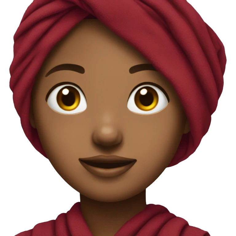 girl with a burgundy towel on her head emoji