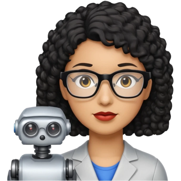 a robotics teacher, with black curly short hair emoji