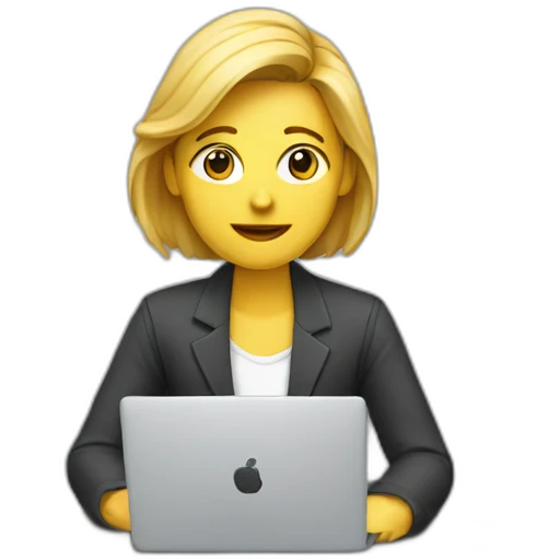 A journalist writes an article on a laptop emoji