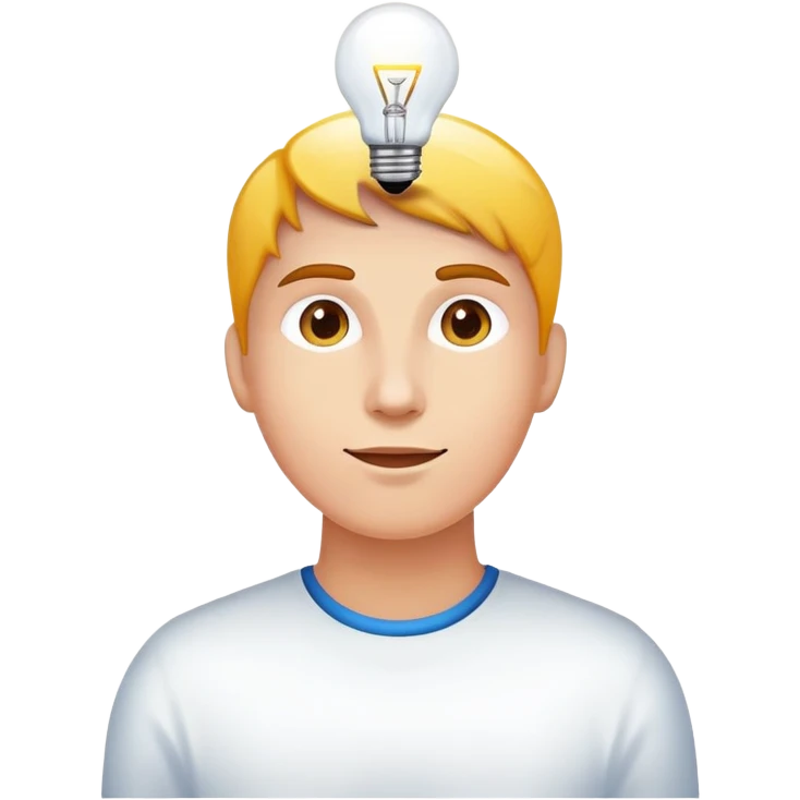 person with light bulb above head, healthy glowing person emoji