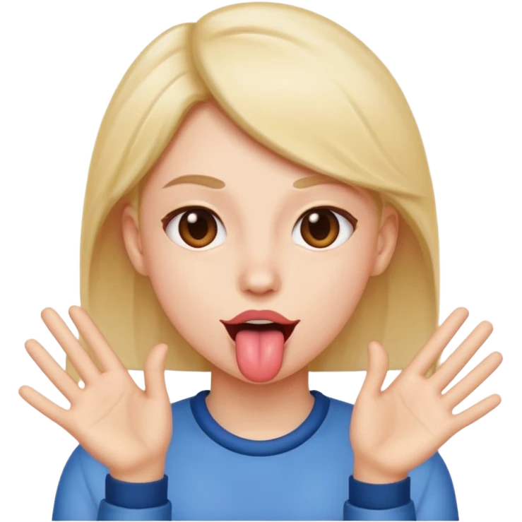 Tongue out with hands on the side  emoji