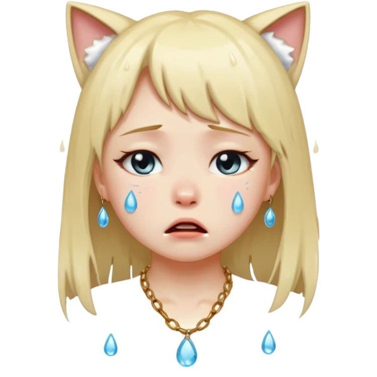 Neko girl. Crying because lost n emoji