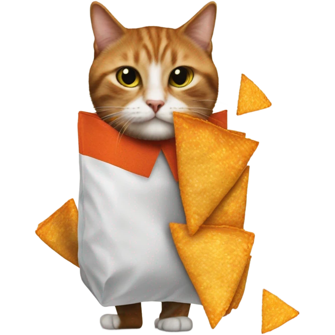 cat with human legs and a bag of doritos emoji