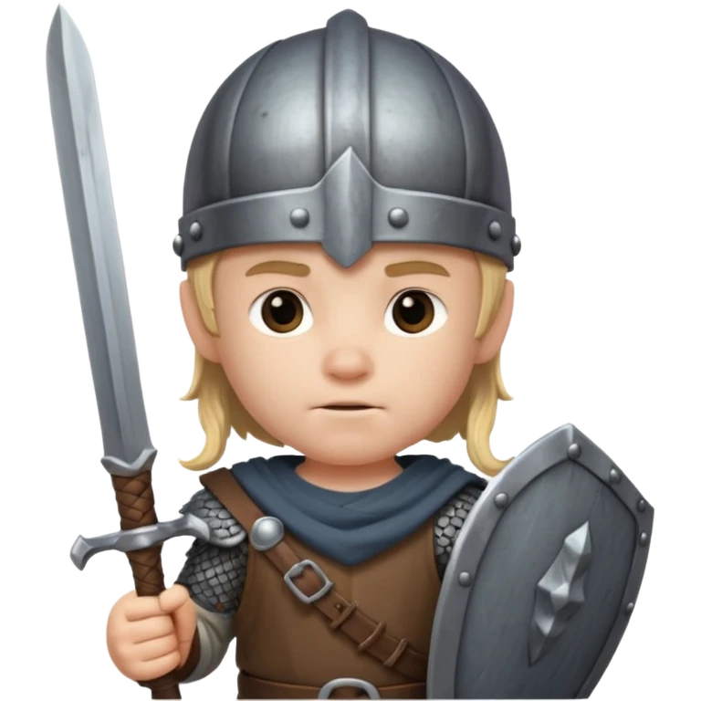 young boy with viking helmet and sword emoji