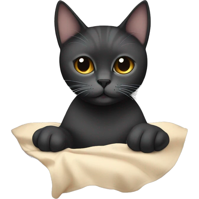 British short hair cat with black hair girl in bed  emoji