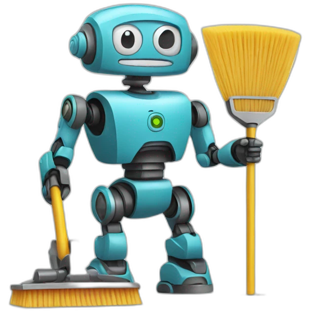 Robot with cleaning tools emoji