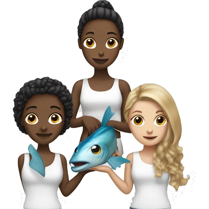 Three white girls with fish emoji