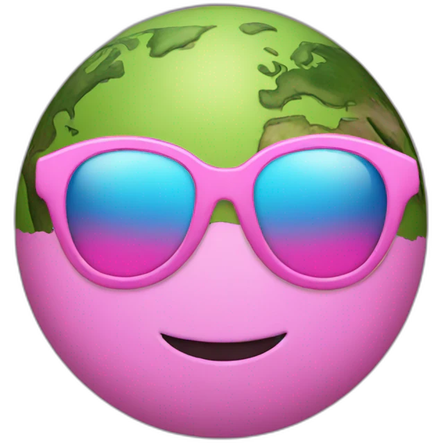 Earth with pink glasses emoji