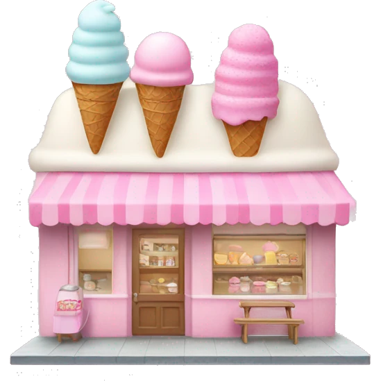 Pastel pink ice cream shop emoji