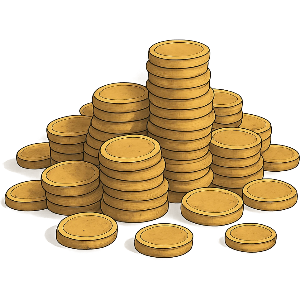 ghibli style pile of gold coins emoji