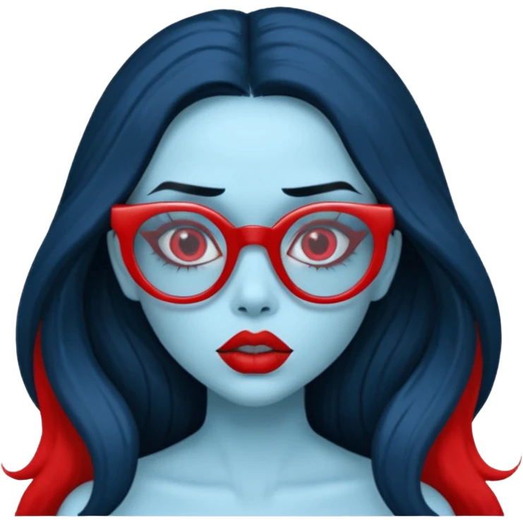 Ghoulia yelps monster high, pale blue skin, red siren glasses emoji