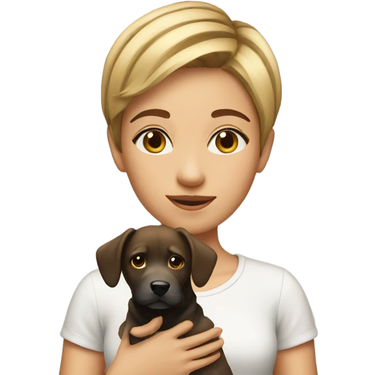 Girl short hair with dog emoji