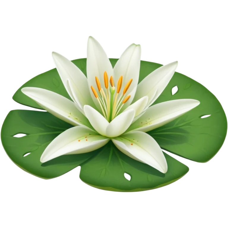 a pretty lily flower on a green circle lilypad emoji