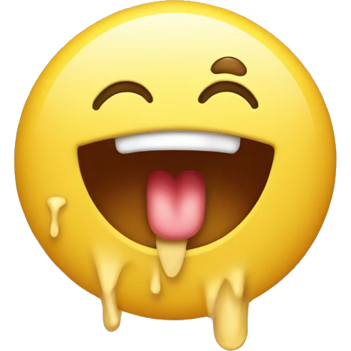 yellow emoji with heart eyes, drooling mouth and hearts swirling around it.  Make the mouth sleepy as if its just woken with drool coming out emoji
