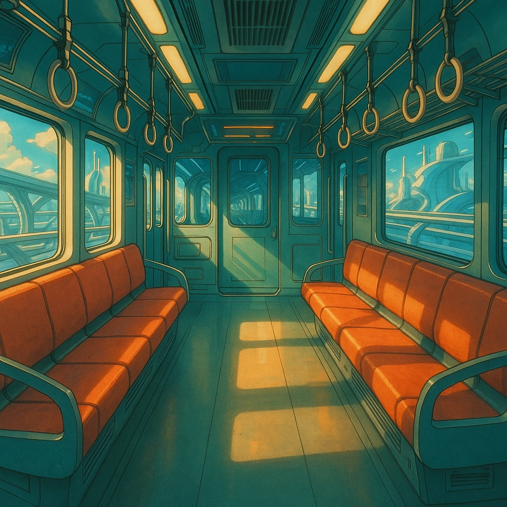 futuristic subway, ghibli style emoji