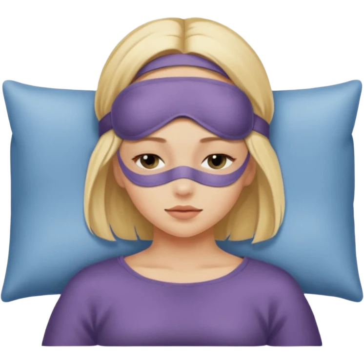 Девушка блондинка с маской для сна на лбу сидит без подушки emoji