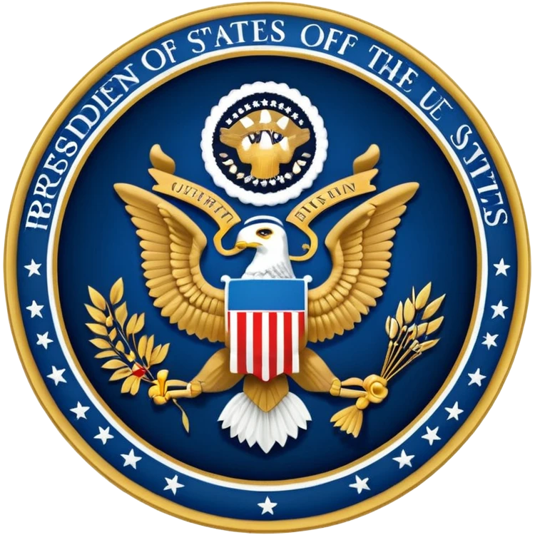 Seal of the President of the United States dark blue and gold with blue outline emoji