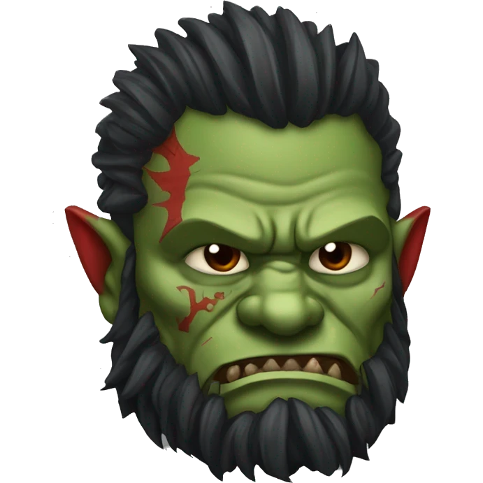 Armored Berserker orc with red beard & red mohican emoji